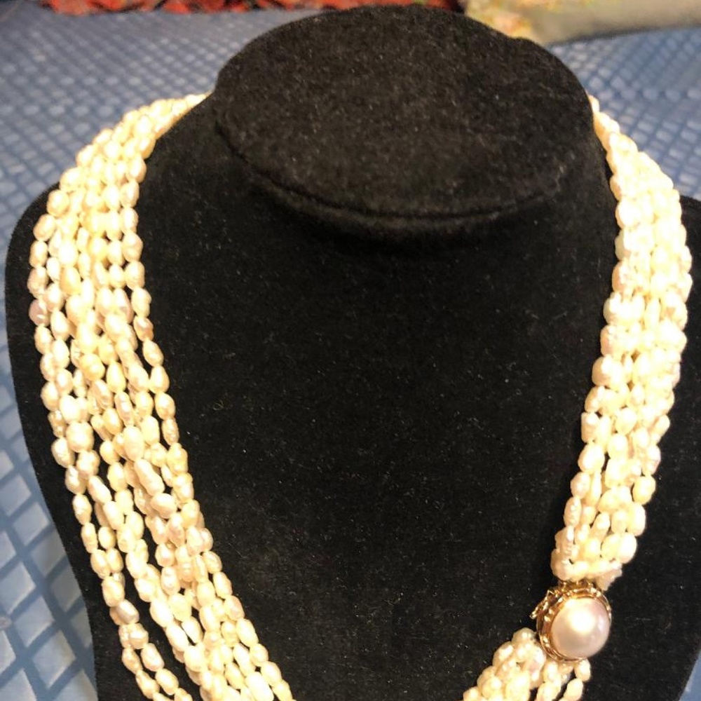 9 strand seed pearl necklace